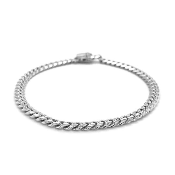 5.0mm 14k White Gold Classic Miami Cuban Solid Bracelet - Image 2