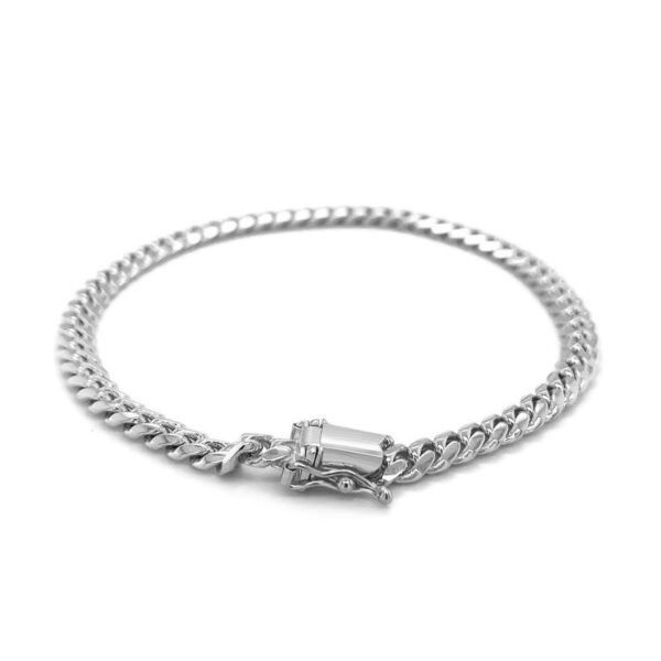 5.0mm 14k White Gold Classic Miami Cuban Solid Bracelet - Image 3