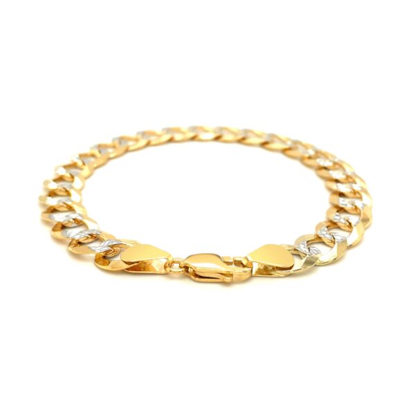 10 mm 14k Two Tone Gold Pave Curb Bracelet - Image 3