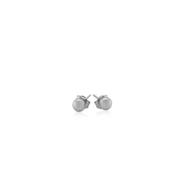 14k White Gold Round Stud Earrings (4.0 mm) - Image 2