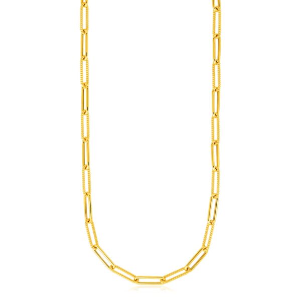 14k Yellow Gold Textured Paperclip Chain (3.5mm) - Image 2