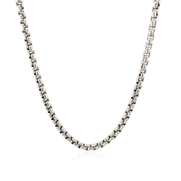 3.0mm Sterling Silver Rhodium Plated Round Box Chain - Image 2