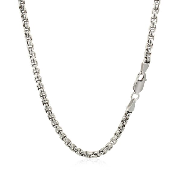 3.0mm Sterling Silver Rhodium Plated Round Box Chain - Image 3