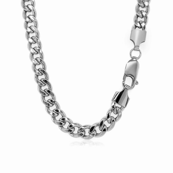 5.3mm 14k White Gold Miami Cuban Semi Solid Chain - Image 3