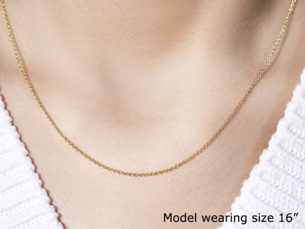 14k Yellow Gold Round Cable Link Chain 1.3mm - Image 4