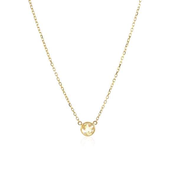 14k Yellow Gold 17 inch Necklace with Round White Topaz - Image 2