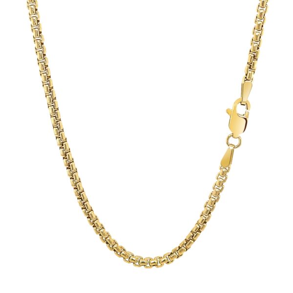 14k Yellow Gold Solid Round Box Chain 2.5 mm - Image 3