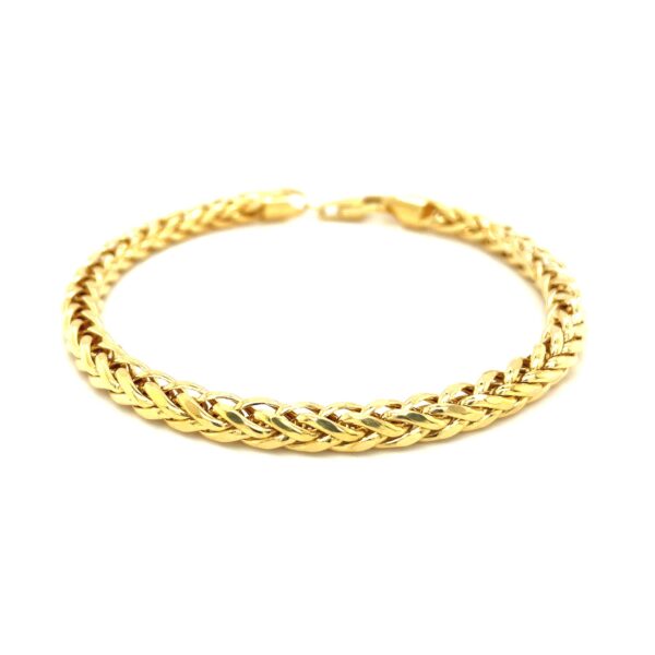 5.2mm 14k Yellow Gold Diamond Cut Round Franco Bracelet - Image 2