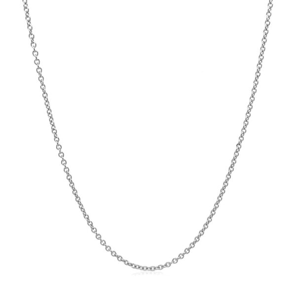 14k White Gold Round Cable Link Chain 1.3mm - Image 2