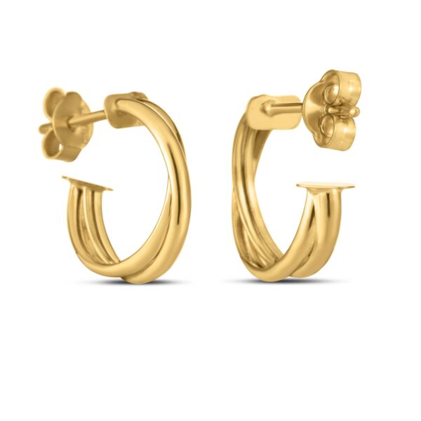 14k Yellow Gold Crossover Hoops - Image 2