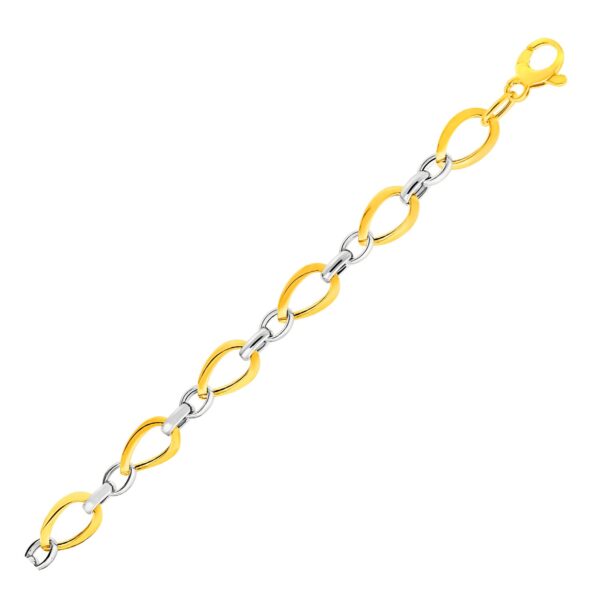 Twisted Oval Chain Bracelet in 14k Two Tone Gold