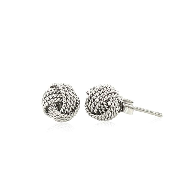 Sterling Silver Textured Love Knot Stud Style Earrings - Image 3