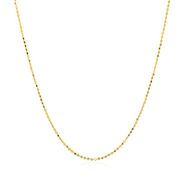 14k Yellow Gold Diamond Cut Bead Chain 1.0mm - Image 2