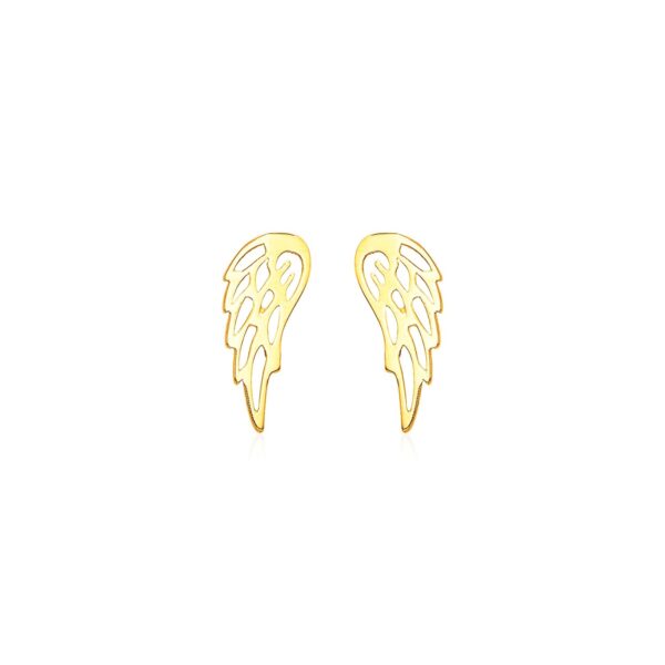 14k Yellow Gold Polished Wing Post Earrings