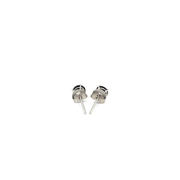 14k White Gold Stud Earrings with Black 4mm Cubic Zirconia - Image 3