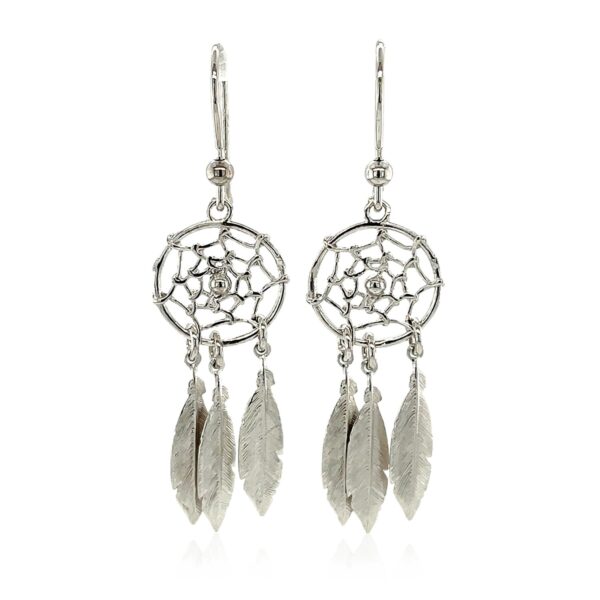 Sterling Silver Dream Catcher Dangle Earrings - Image 2