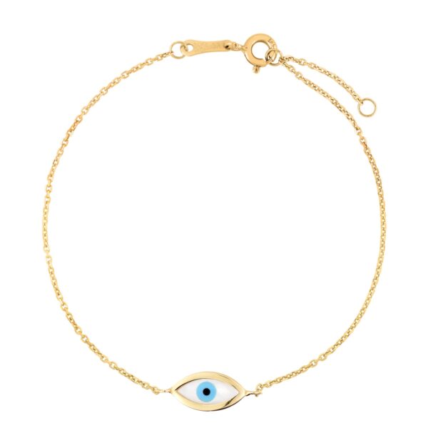 14k Yellow Gold MOP Evil Eye Bracelet - Image 2