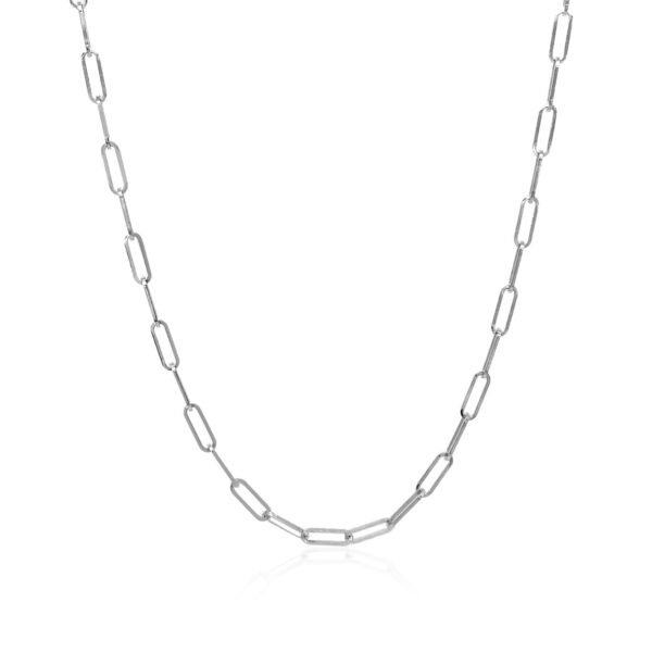 14K White Gold Delicate Paperclip Chain (2.1mm) - Image 2