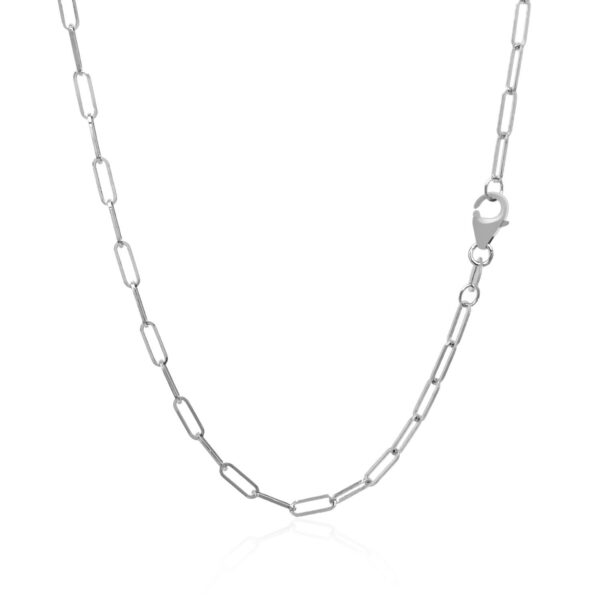 14K White Gold Delicate Paperclip Chain (2.1mm) - Image 3