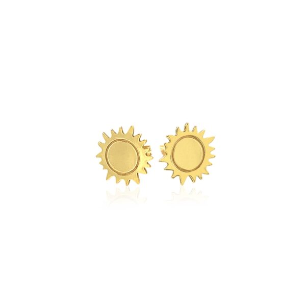 14K Yellow Gold Sun Earrings - Image 2