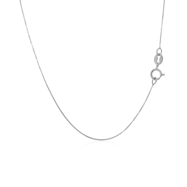 14k White Gold Classic Box Chain 0.4mm - Image 3