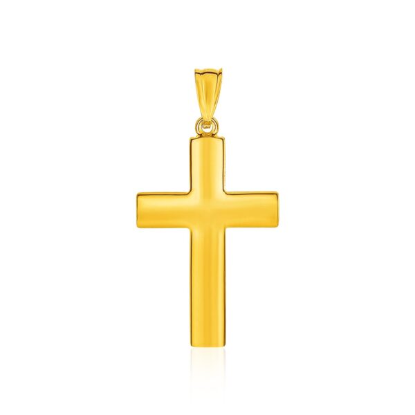 14k Yellow Gold Reversible Textured Cross Pendant - Image 2