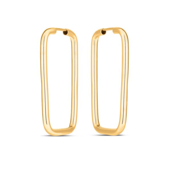 14k Yellow Gold Endless Rectangle Hoops - Image 2