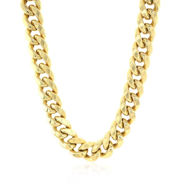 10.5mm 14k Yellow Gold Semi Solid Miami Cuban Chain - Image 2