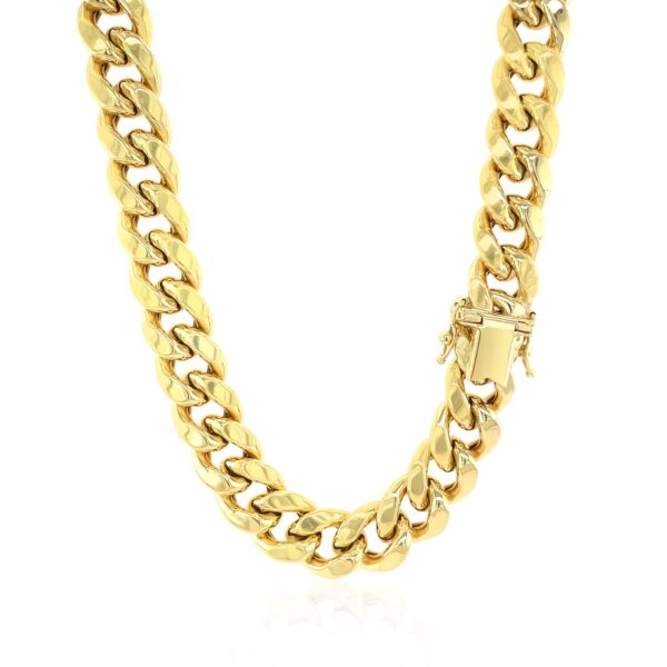 10.5mm 14k Yellow Gold Semi Solid Miami Cuban Chain - Image 3