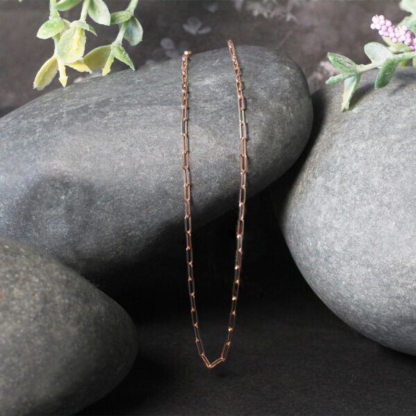 14K Rose Gold Fine Paperclip Chain (1.5mm) - Image 4