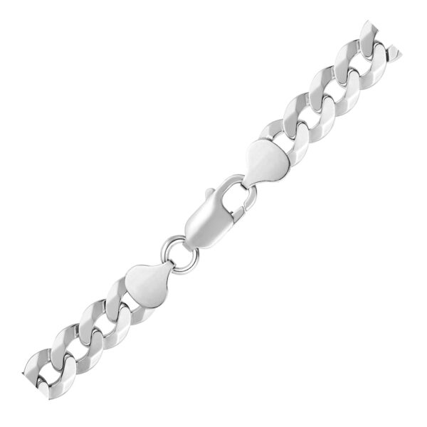 Rhodium Plated 8.4mm Sterling Silver Curb Style Bracelet - Image 3