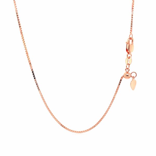 14k Rose Gold Adjustable Box Chain 0.85mm - Image 2