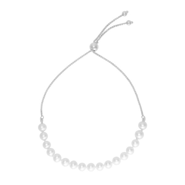 14k White Gold Adjustable Friendship Bracelet with Pearls