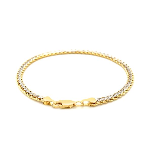 Two-Toned Fine Wheat Chain Bracelet in 10k Yellow and White Gold - Image 3