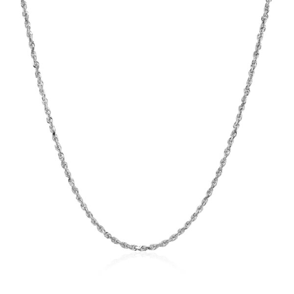 10k White Gold Solid Diamond Cut Rope Chain 1.25mm - Image 2