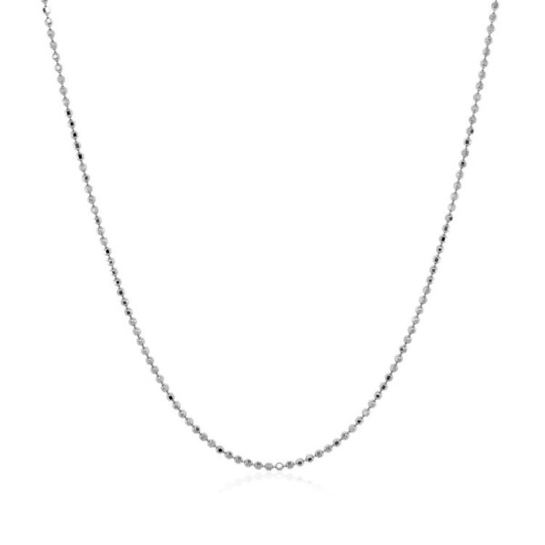 14k White Gold Diamond Cut Bead Chain 1.0mm - Image 2