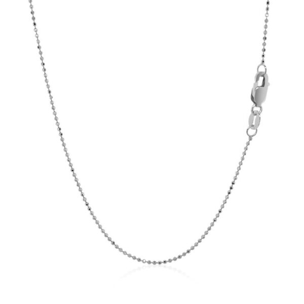 14k White Gold Diamond Cut Bead Chain 1.0mm - Image 3