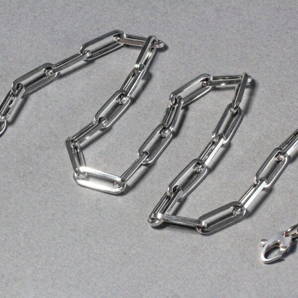 14K White Gold Wide Paperclip Chain (6.1mm) - Image 5