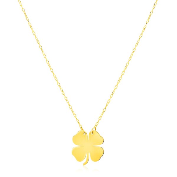 14K Yellow Gold Four Leaf Clover Necklace