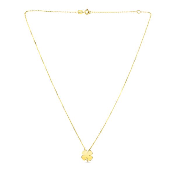 14K Yellow Gold Four Leaf Clover Necklace - Image 2