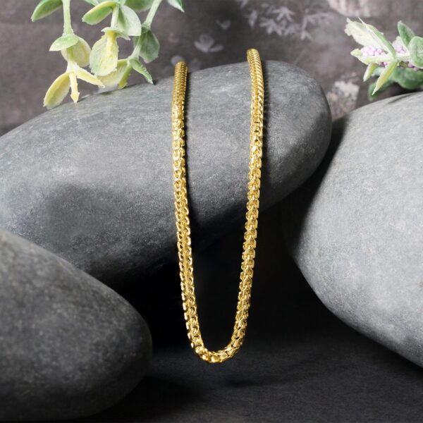 2.7mm 14k Yellow Solid Gold Diamond Cut Round Franco Chain - Image 2