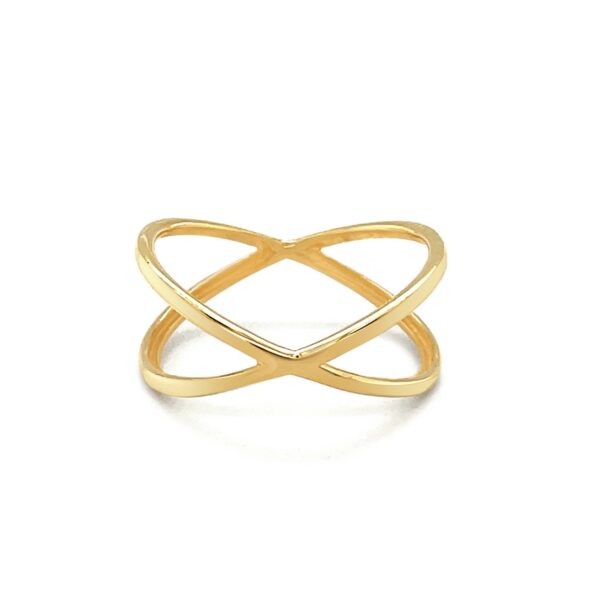 14k Yellow Gold Polished X Profile Ring - Image 2