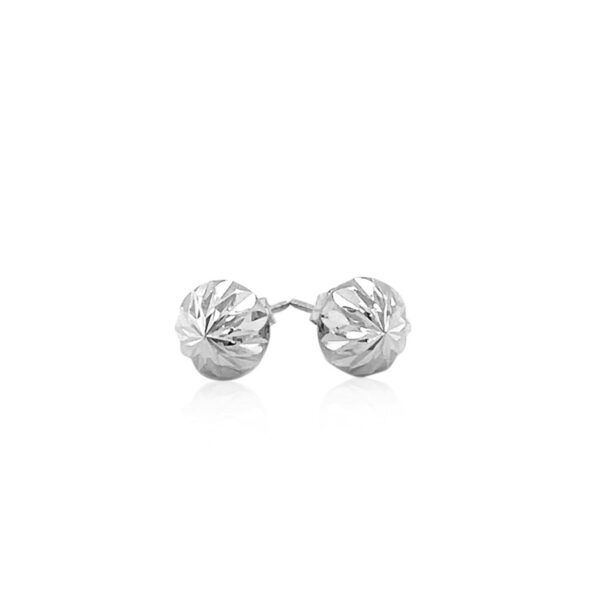 14k White Gold Textured Flat Style Stud Earrings - Image 2