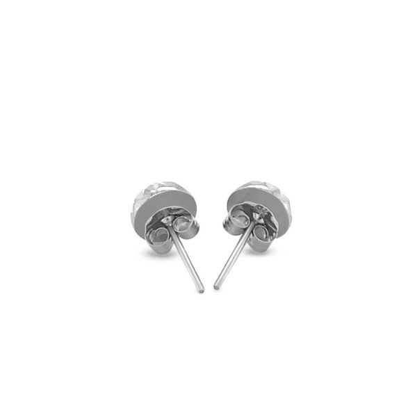 14k White Gold Textured Flat Style Stud Earrings - Image 3