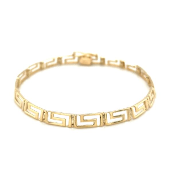 14k Yellow Gold Fancy Greek Key Motif Bracelet - Image 2