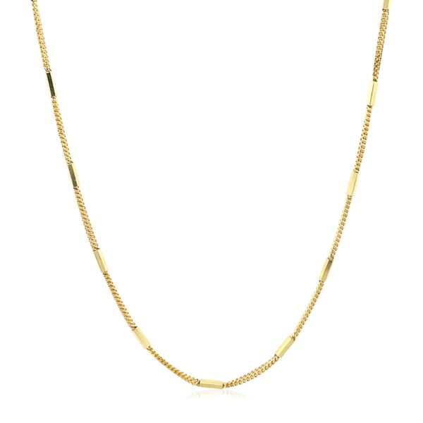 Diamond Cut Bar Links Pendant Chain in 14k Yellow Gold (1.3mm) - Image 2