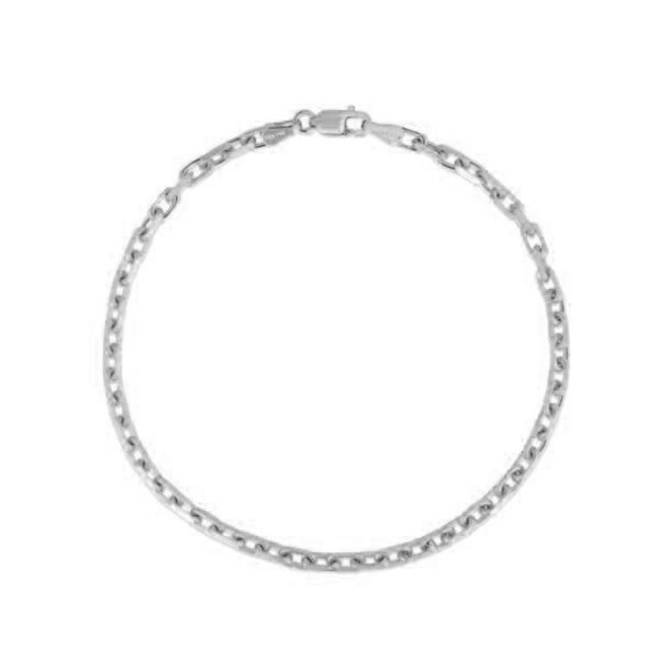 2.5mm 14k White Gold French Cable Chain Bracelet - Image 2