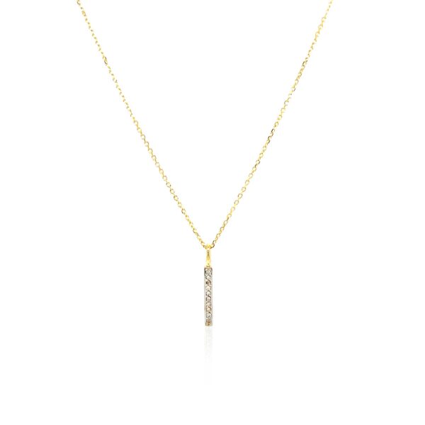 14k Yellow Gold Bar Pendant with Diamonds - Image 2