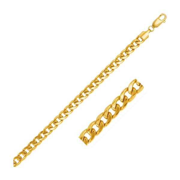 5.3mm 14k Yellow Gold Miami Cuban Semi Solid Chain