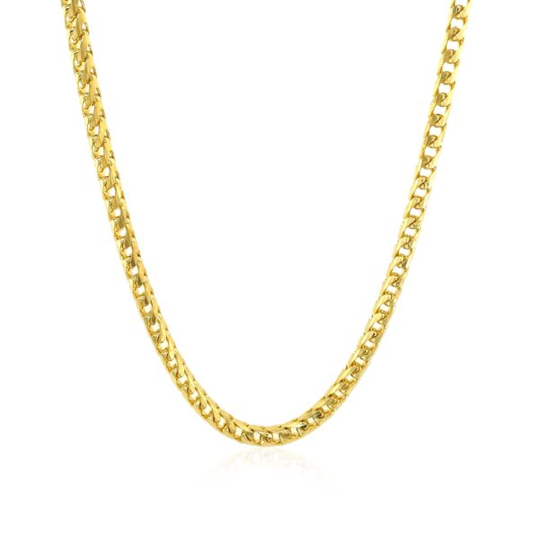 3.1mm 14k Yellow Solid Gold Diamond Cut Round Franco Chain - Image 2